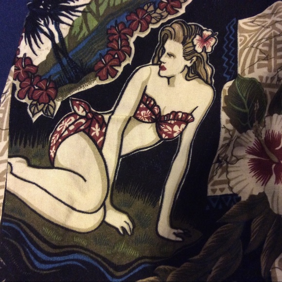 VTG Hawaiian mens shirt with Hawaiian Beauties - Picture 9 of 12